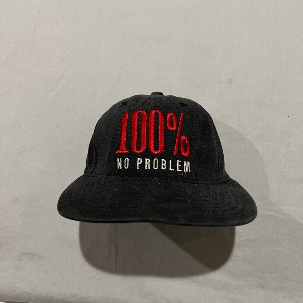 Vintage 90s No Fear Mens Black 100% No Problem Embroidered Snapback Hat Cap OS